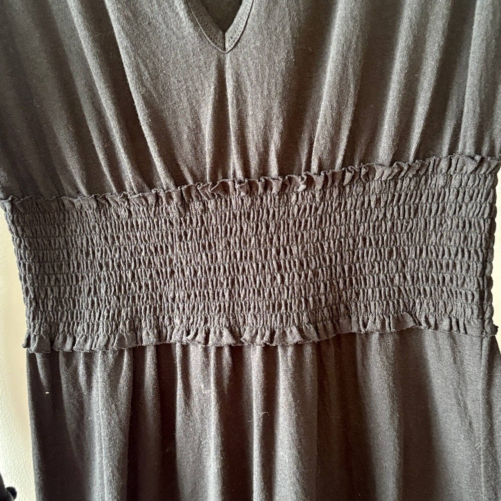 Free People Beach Black Cotton Linen Midi Dress S - Picture 7 of 11